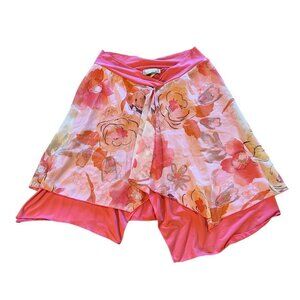 Y2K Pink Floral Assymeteical Mini Skirt